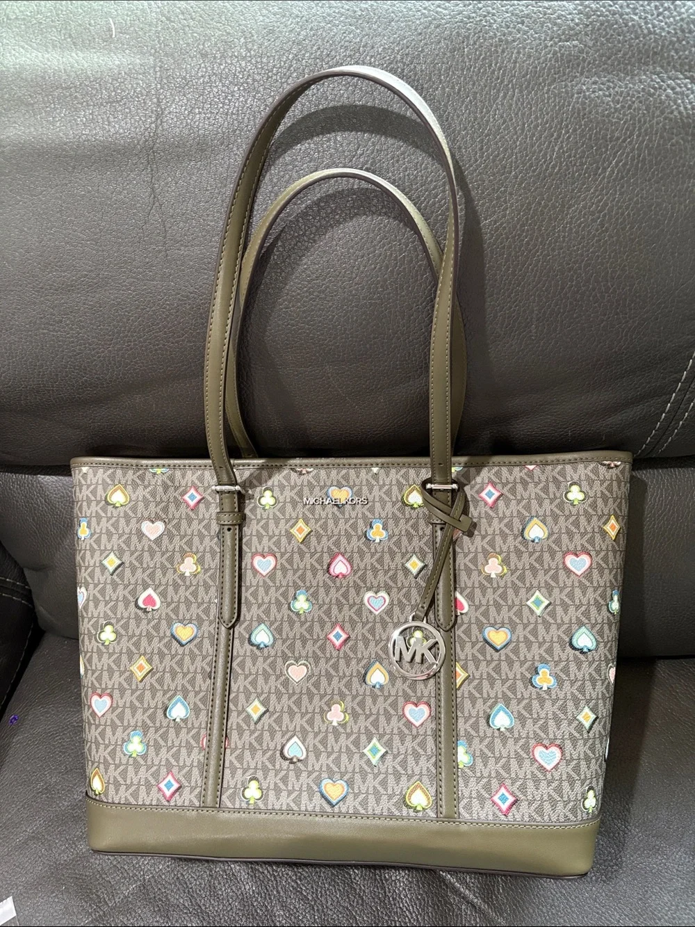 Michael Kors signature printed graphic  tote bag and matching wallet